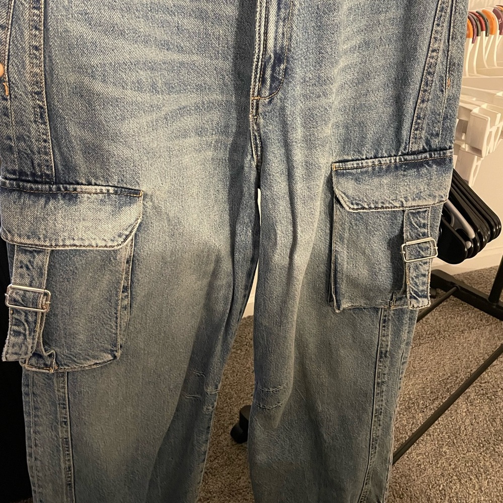 TRF DENIM CARGO JUMPSUIT